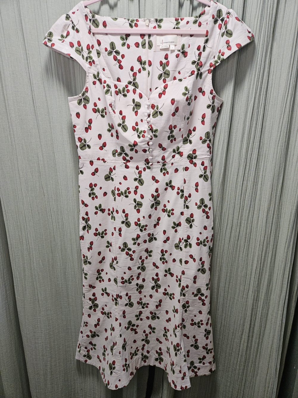 Anthropologie Maeve White Maxi Dress with Red Strawberry Print - Picture 5 of 11